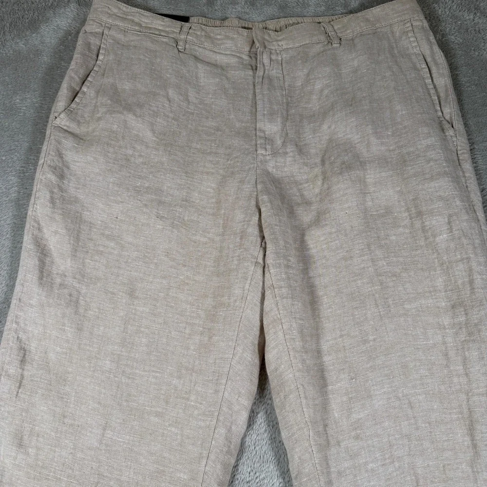 Daniel Hechter Linen Pants Mens Large Beige‎ Lightweight Vacation Summer NWT